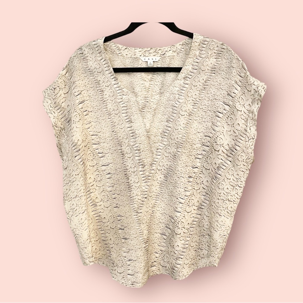#736 - Cabi Artsy Lace Top - Women’s 100% Silk Snakeskin print Blouse